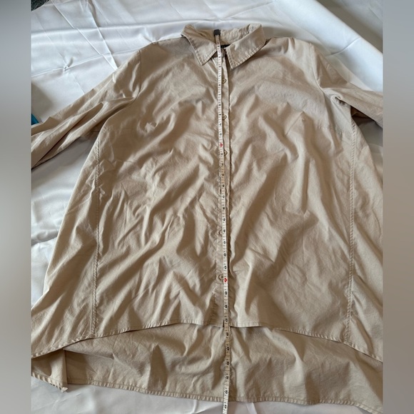 Zac & Rachel Women's Beige Button-Up Tunic Shirt Size L Relaxed Fit Cotton Blend - Picture 6 of 11